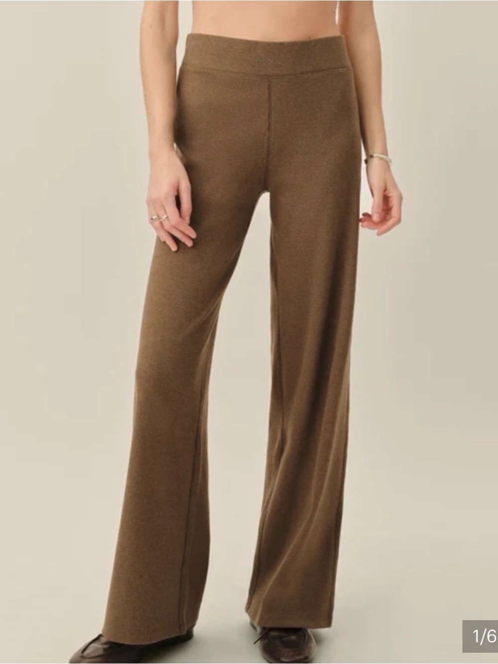 Buck Mason Marled Chesnut Brown Wide Leg Knit Pants